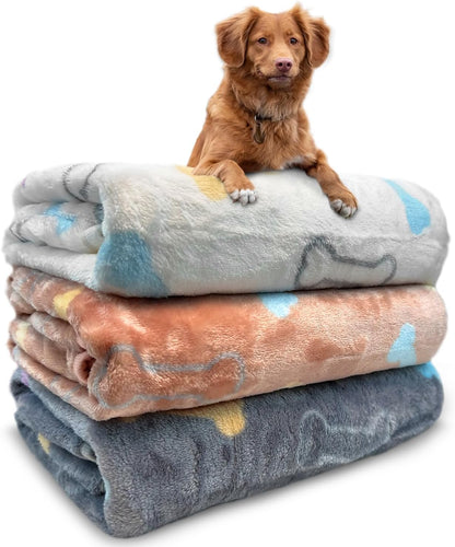 Dog Blankets for Medium Large Dogs, 3 Pack Dog Blanket Washable 41" x 31", Fuzzy Soft Pet Mat Throw Cover for Kennel Crate Bed, Cute Paw Pattern, Cat Blanket, Blankets for Dogs, Pet Blanket