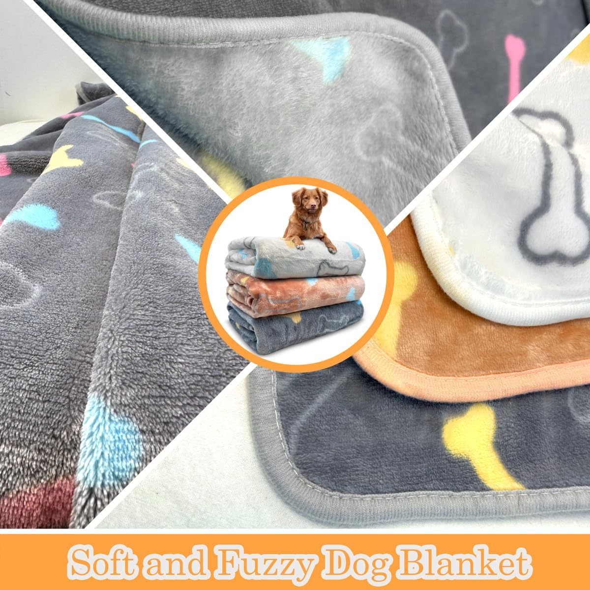 Dog Blankets for Medium Large Dogs, 3 Pack Dog Blanket Washable 41" x 31", Fuzzy Soft Pet Mat Throw Cover for Kennel Crate Bed, Cute Paw Pattern, Cat Blanket, Blankets for Dogs, Pet Blanket