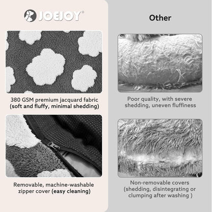 Jacquard Donut Round Dog Beds Medium Sized Dog,Blue 30x30x8in, Removable Washable Cover, Cute Pattern, Ultra Soft Fluffy Calming Pet Bed with Thick Supportive Bolster