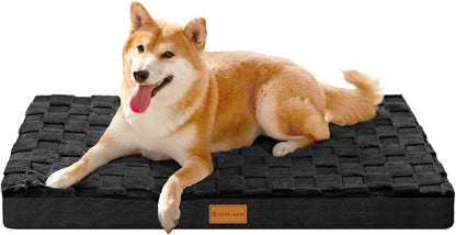 Orthopedic Large Dog Bed Washable Pet Crate Mat 36''X24'' Black