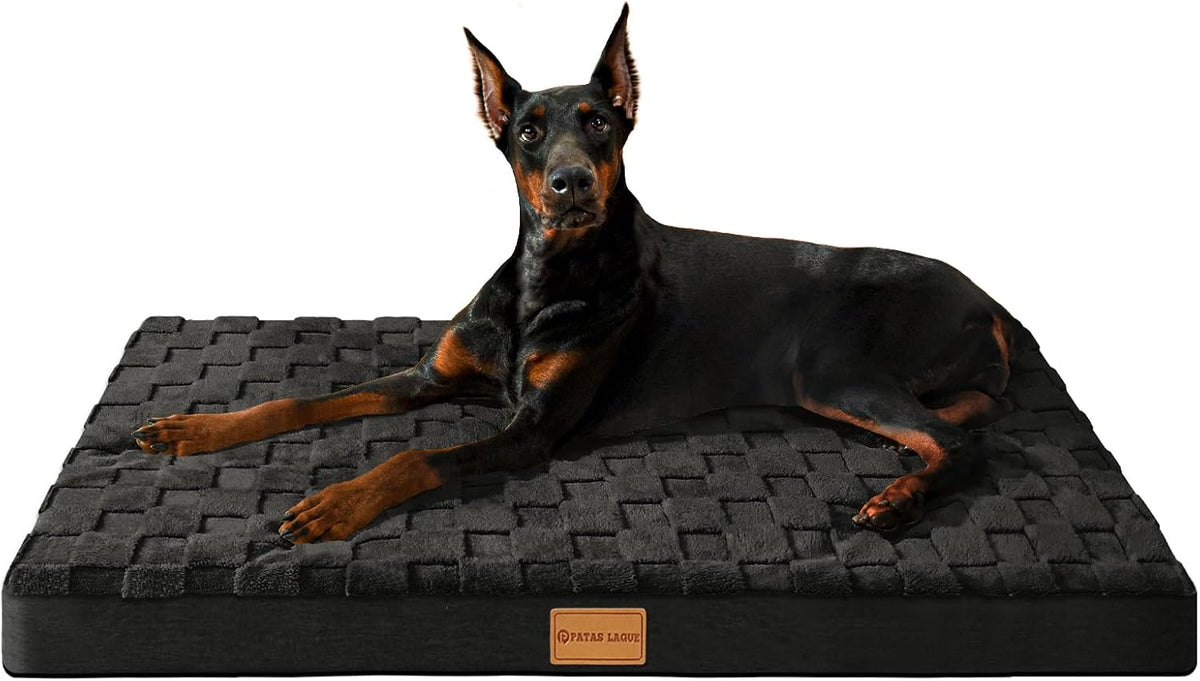 Orthopedic Large Dog Bed Washable Pet Crate Mat 36''X24'' Black