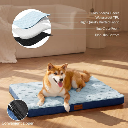 Orthopedic Large Dog Bed Washable Pet Crate Mat 36''X24'' Black
