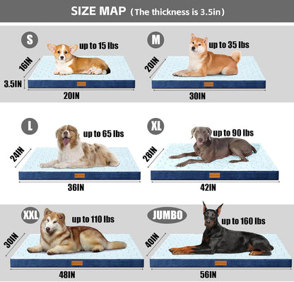 Orthopedic Large Dog Bed Washable Pet Crate Mat 36''X24'' Black
