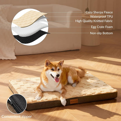 Orthopedic Large Dog Bed Washable Pet Crate Mat 36''X24'' Black