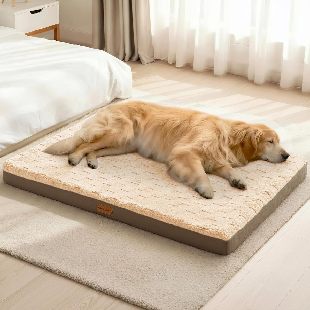Orthopedic Large Dog Bed Washable Pet Crate Mat 36''X24'' Black