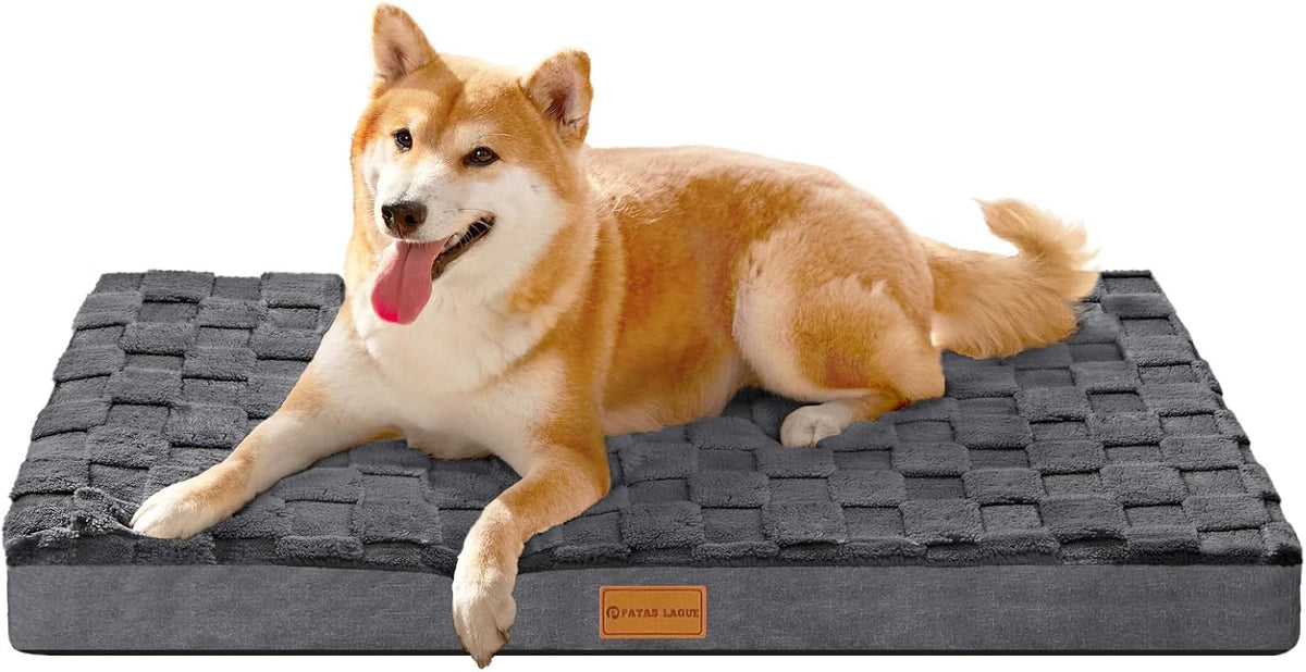 Orthopedic Large Dog Bed Washable Pet Crate Mat 36''X24'' Black