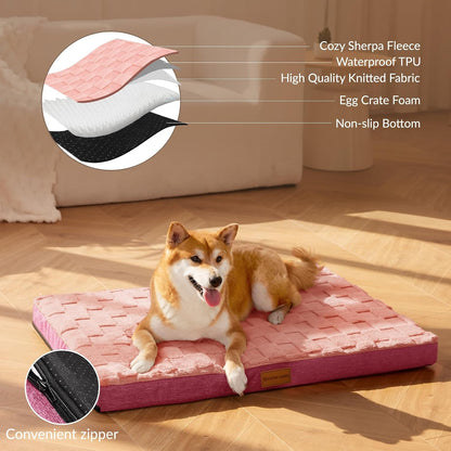 Orthopedic Large Dog Bed Washable Pet Crate Mat 36''X24'' Black