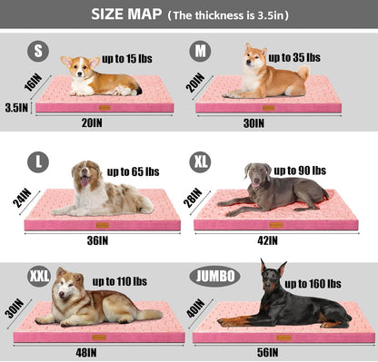 Orthopedic Large Dog Bed Washable Pet Crate Mat 36''X24'' Black