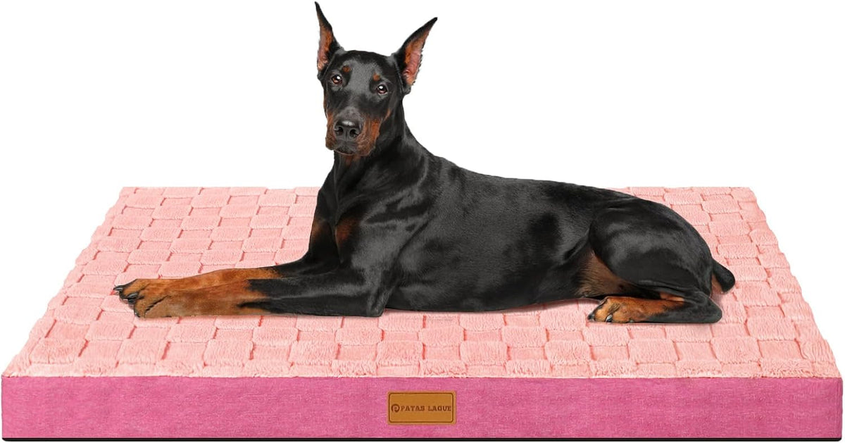 Orthopedic Large Dog Bed Washable Pet Crate Mat 36''X24'' Black