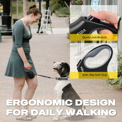 Retractable Dog Leash, 16 ft Dog Walking Leash for Small Dogs up to 26 lbs, 360° Tangle Free, Black