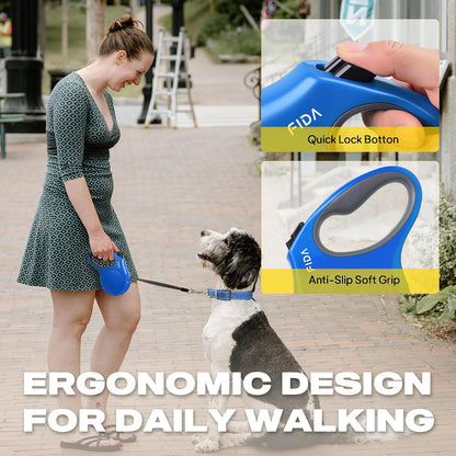 Retractable Dog Leash, 16 ft Dog Walking Leash for Small Dogs up to 26 lbs, 360° Tangle Free, Black