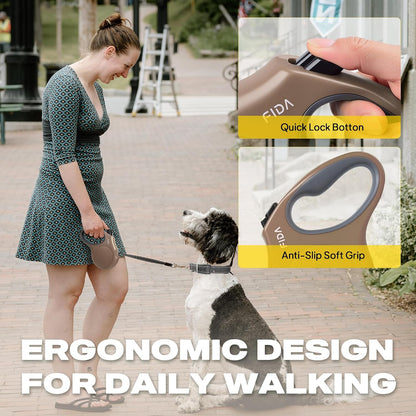 Retractable Dog Leash, 16 ft Dog Walking Leash for Small Dogs up to 26 lbs, 360° Tangle Free, Black