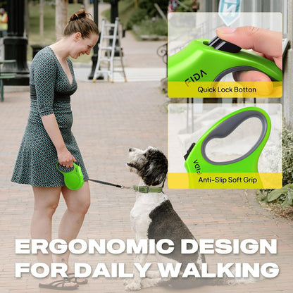Retractable Dog Leash, 16 ft Dog Walking Leash for Small Dogs up to 26 lbs, 360° Tangle Free, Black