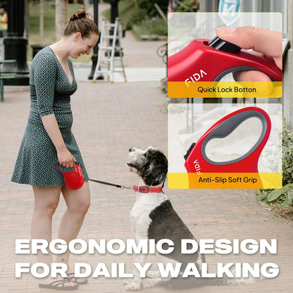 Retractable Dog Leash, 16 ft Dog Walking Leash for Small Dogs up to 26 lbs, 360° Tangle Free, Black