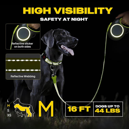 Retractable Dog Leash, 16 ft Dog Walking Leash for Small Dogs up to 26 lbs, 360° Tangle Free, Black