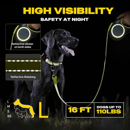 Retractable Dog Leash, 16 ft Dog Walking Leash for Small Dogs up to 26 lbs, 360° Tangle Free, Black