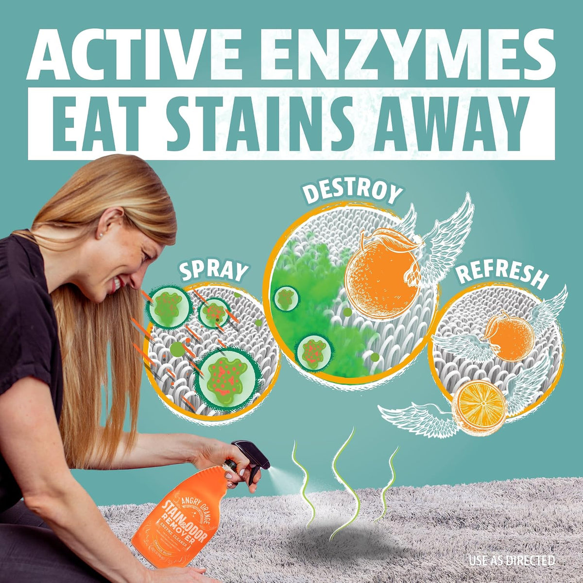 Stain & Odor Remover - 32oz Pet Urine Enzyme Cleaner - Enzymatic Dog & Cat Pee Destroyer and Odor Eliminator - NEW Orange Rush Scent Cleaning Solution for Home