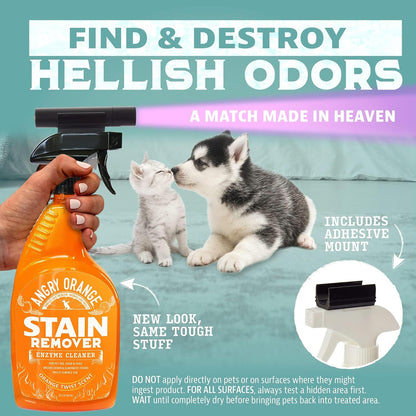 Stain & Odor Remover - 32oz Pet Urine Enzyme Cleaner - Enzymatic Dog & Cat Pee Destroyer and Odor Eliminator - NEW Orange Rush Scent Cleaning Solution for Home