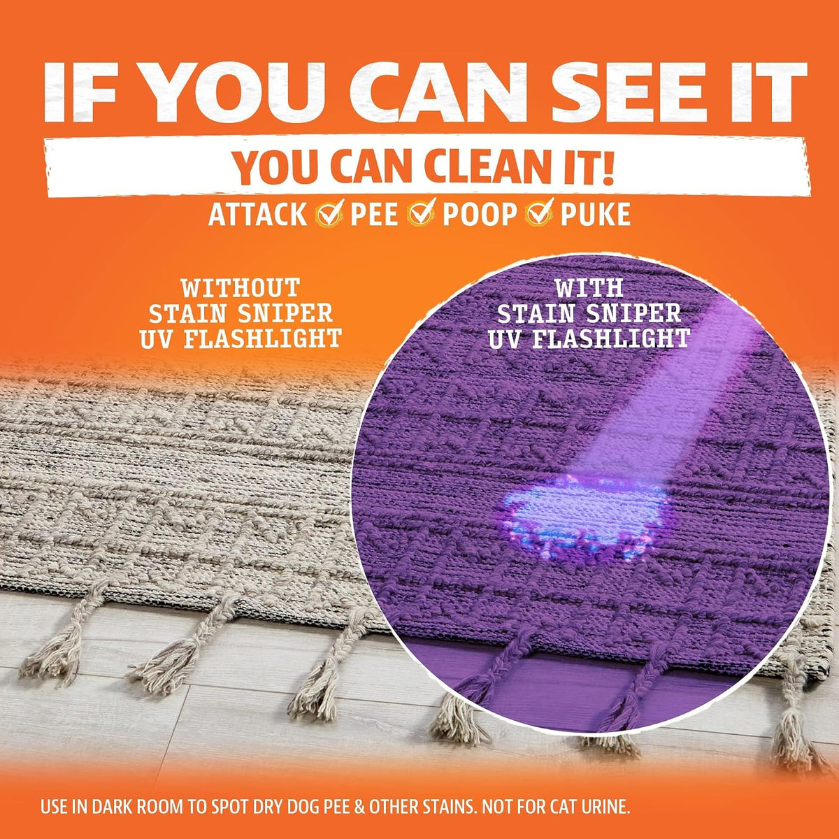 Stain & Odor Remover - 32oz Pet Urine Enzyme Cleaner - Enzymatic Dog & Cat Pee Destroyer and Odor Eliminator - NEW Orange Rush Scent Cleaning Solution for Home