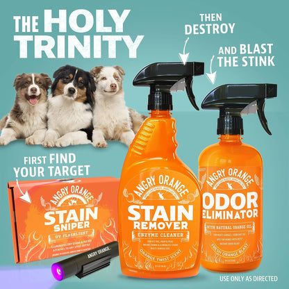 Stain & Odor Remover - 32oz Pet Urine Enzyme Cleaner - Enzymatic Dog & Cat Pee Destroyer and Odor Eliminator - NEW Orange Rush Scent Cleaning Solution for Home