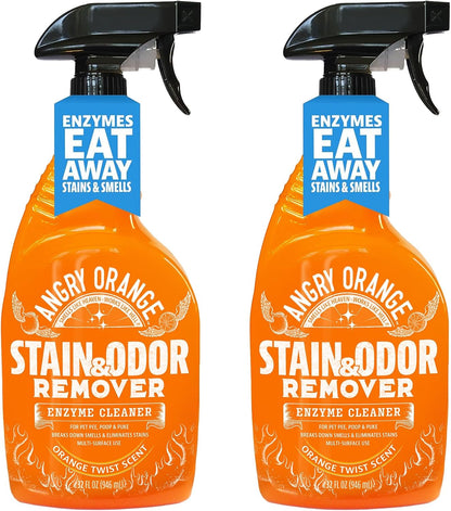 Stain & Odor Remover - 32oz Pet Urine Enzyme Cleaner - Enzymatic Dog & Cat Pee Destroyer and Odor Eliminator - NEW Orange Rush Scent Cleaning Solution for Home