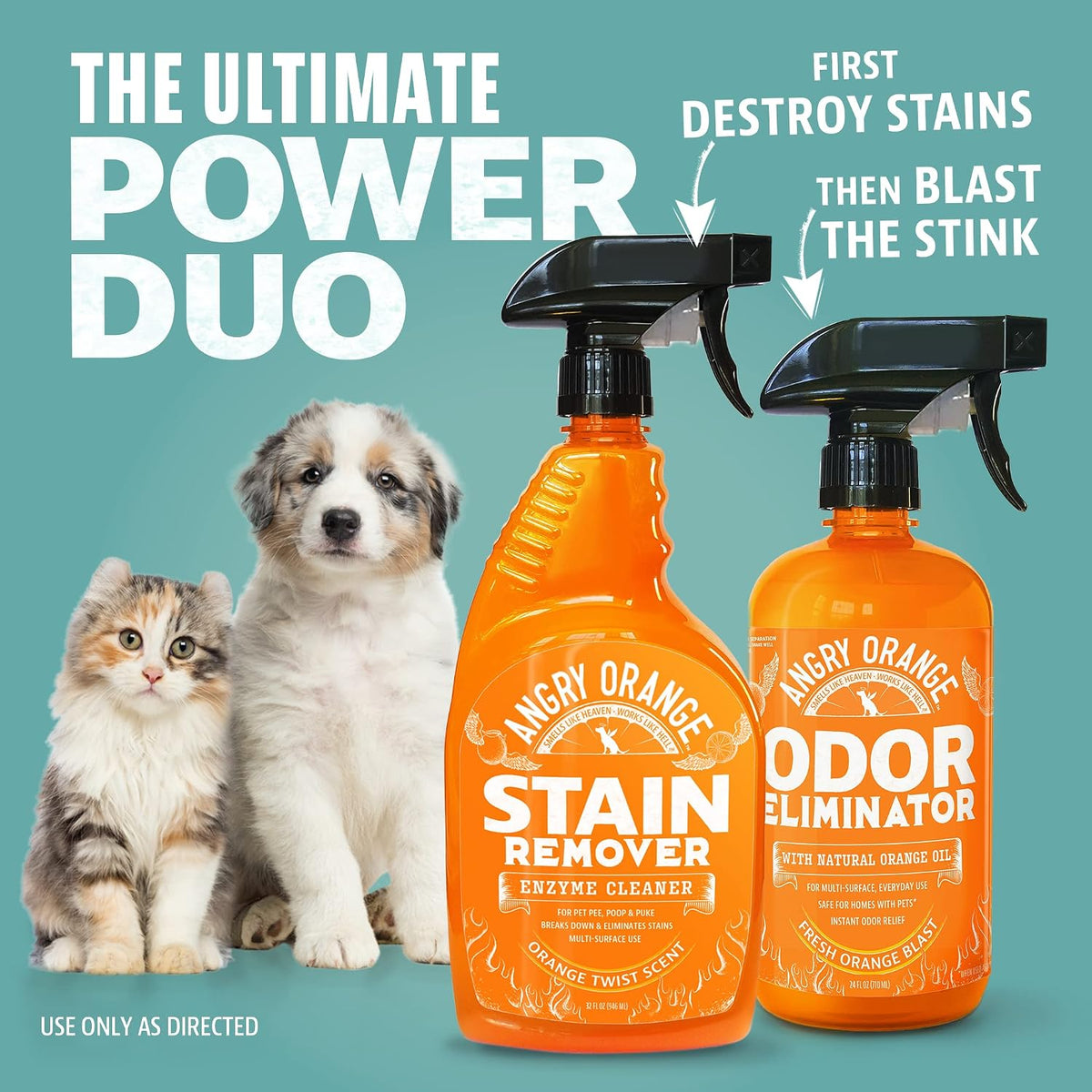 Stain & Odor Remover - 32oz Pet Urine Enzyme Cleaner - Enzymatic Dog & Cat Pee Destroyer and Odor Eliminator - NEW Orange Rush Scent Cleaning Solution for Home