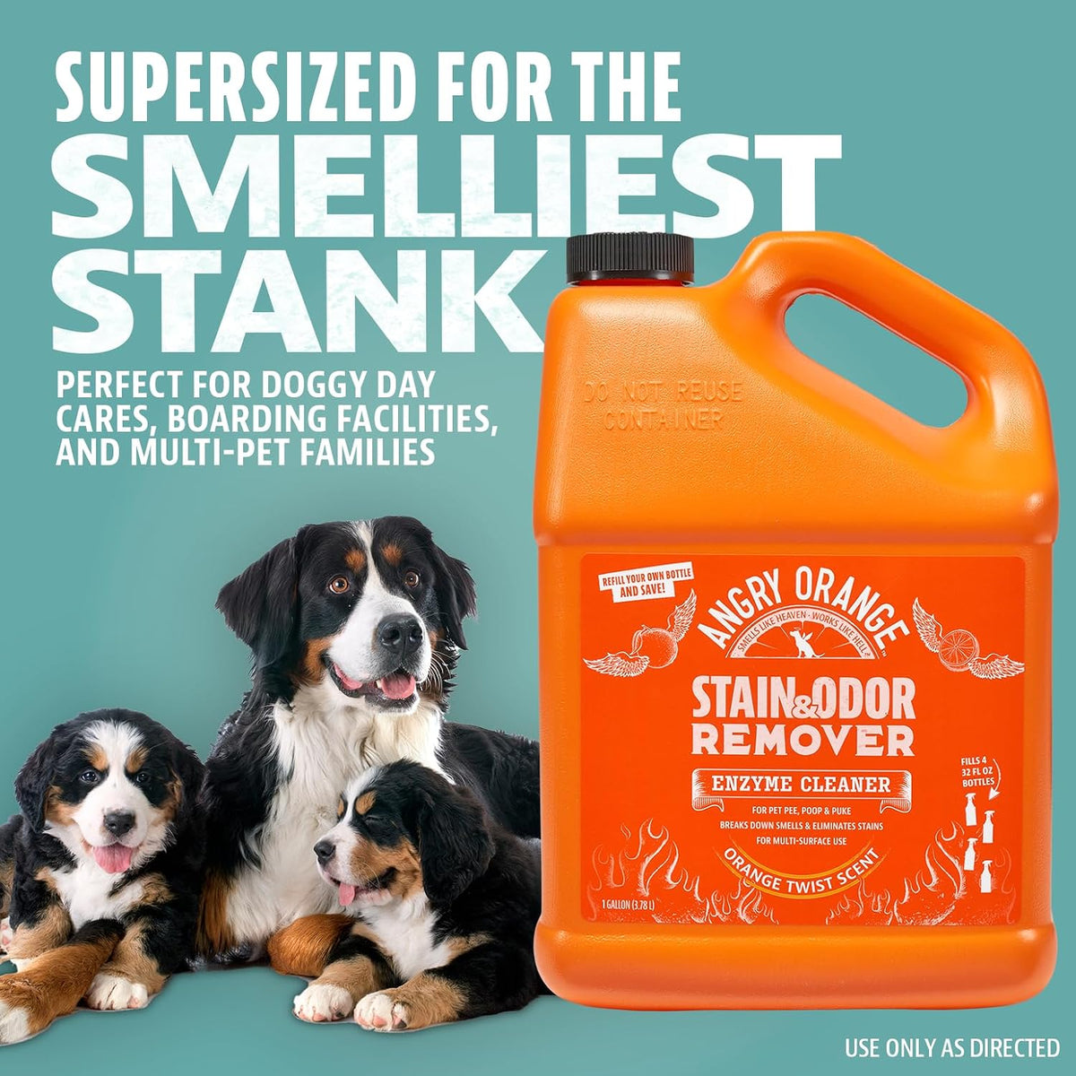 Stain & Odor Remover - 32oz Pet Urine Enzyme Cleaner - Enzymatic Dog & Cat Pee Destroyer and Odor Eliminator - NEW Orange Rush Scent Cleaning Solution for Home