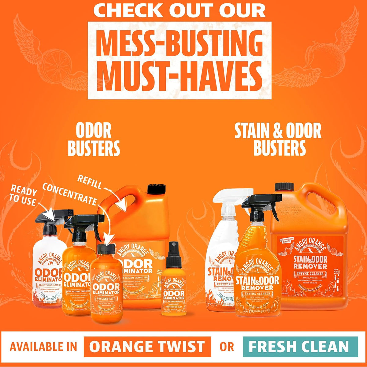 Stain & Odor Remover - 32oz Pet Urine Enzyme Cleaner - Enzymatic Dog & Cat Pee Destroyer and Odor Eliminator - NEW Orange Rush Scent Cleaning Solution for Home