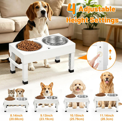 Elevated Dog Bowls Stand Large Breed, Height Adjustable Raised Dog Bowls Holder with 2 Stainless Steel Food Bowls for Small, Medium and Large Canine，Black