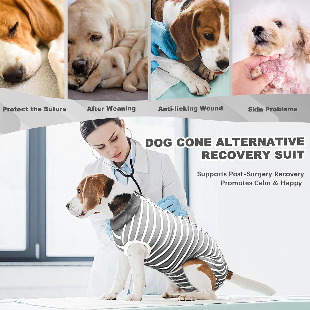 Recovery Suit for Dogs, Soft Dog Surgery Suit for Female Spay Male Neuter