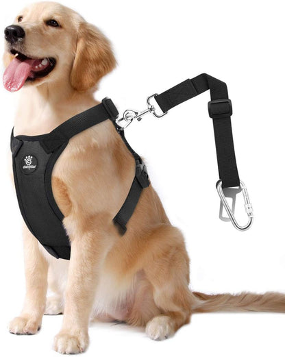Dog Seat Belt Vest Harness for Car, 2 in 1 Seatbelt Buckle