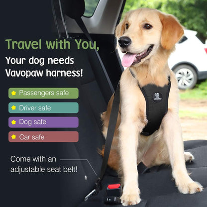 Dog Seat Belt Vest Harness for Car, 2 in 1 Seatbelt Buckle