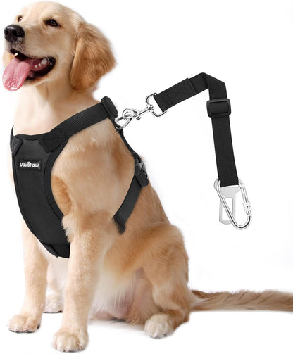 Dog Seat Belt Vest Harness for Car, 2 in 1 Seatbelt Buckle