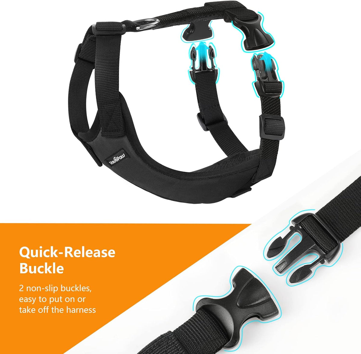 Dog Seat Belt Vest Harness for Car, 2 in 1 Seatbelt Buckle