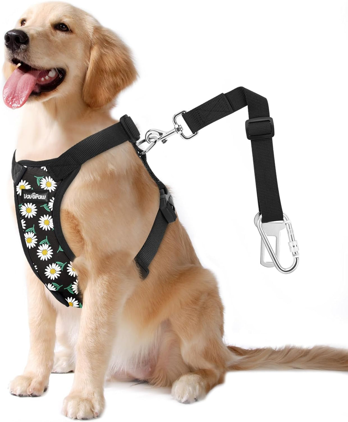 Dog Seat Belt Vest Harness for Car, 2 in 1 Seatbelt Buckle
