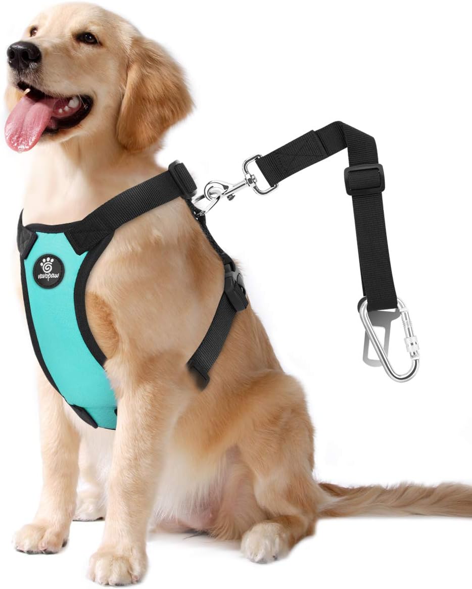 Dog Seat Belt Vest Harness for Car, 2 in 1 Seatbelt Buckle