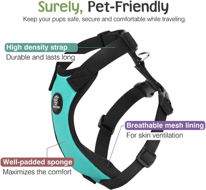 Dog Seat Belt Vest Harness for Car, 2 in 1 Seatbelt Buckle