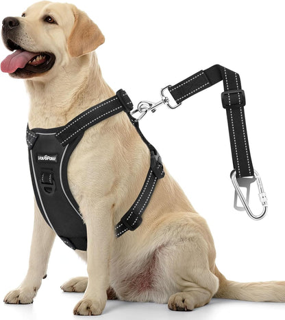 Dog Seat Belt Vest Harness for Car, 2 in 1 Seatbelt Buckle
