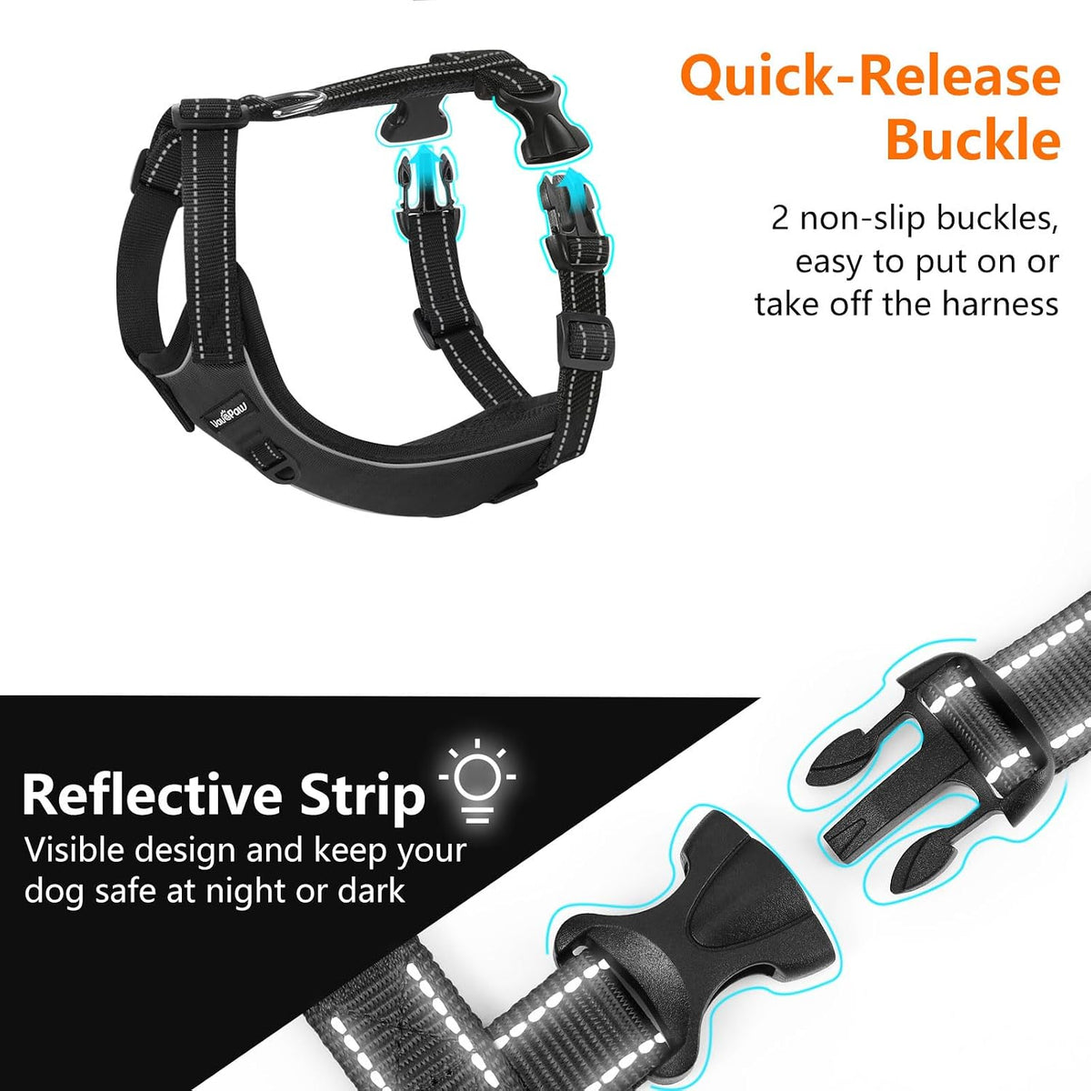 Dog Seat Belt Vest Harness for Car, 2 in 1 Seatbelt Buckle
