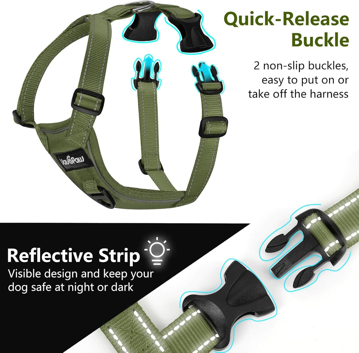 Dog Seat Belt Vest Harness for Car, 2 in 1 Seatbelt Buckle