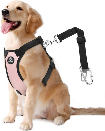 Dog Seat Belt Vest Harness for Car, 2 in 1 Seatbelt Buckle