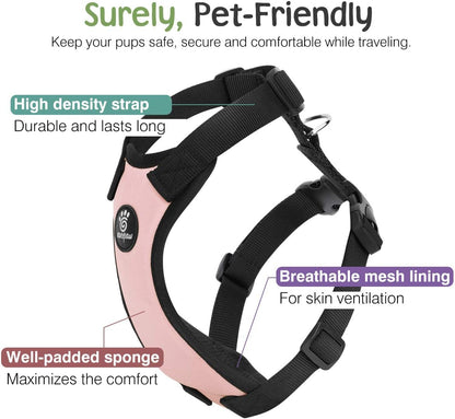 Dog Seat Belt Vest Harness for Car, 2 in 1 Seatbelt Buckle