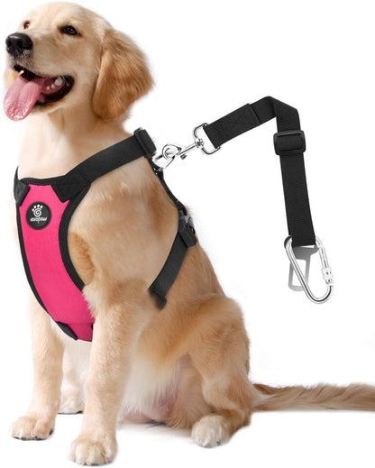 Dog Seat Belt Vest Harness for Car, 2 in 1 Seatbelt Buckle