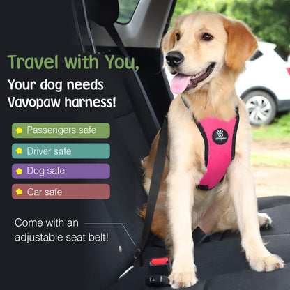 Dog Seat Belt Vest Harness for Car, 2 in 1 Seatbelt Buckle