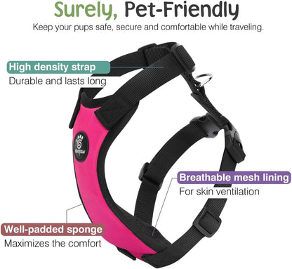 Dog Seat Belt Vest Harness for Car, 2 in 1 Seatbelt Buckle
