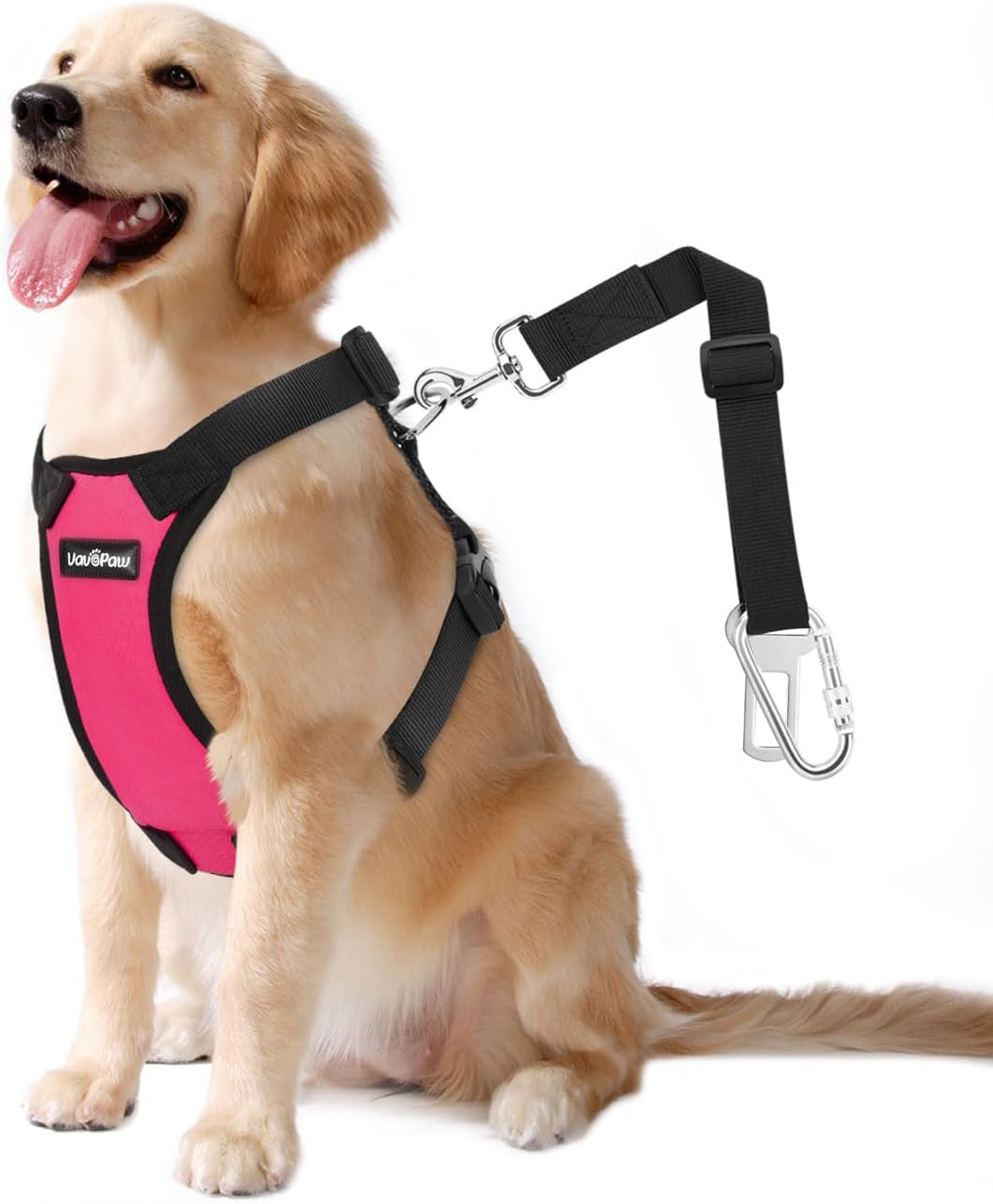 Dog Seat Belt Vest Harness for Car, 2 in 1 Seatbelt Buckle