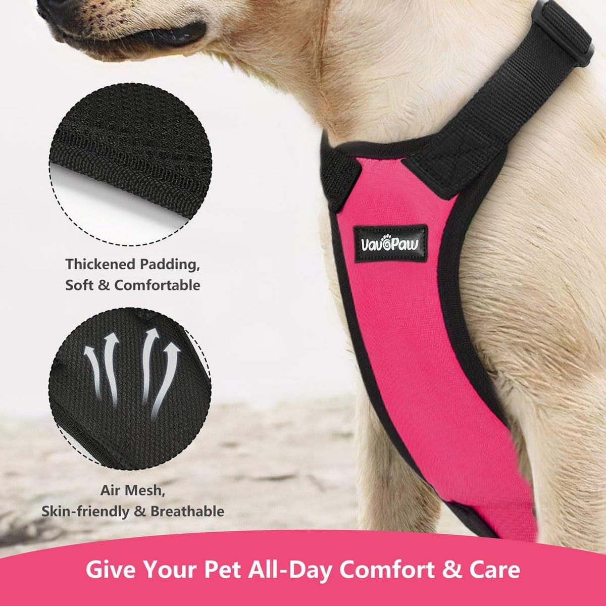 Dog Seat Belt Vest Harness for Car, 2 in 1 Seatbelt Buckle