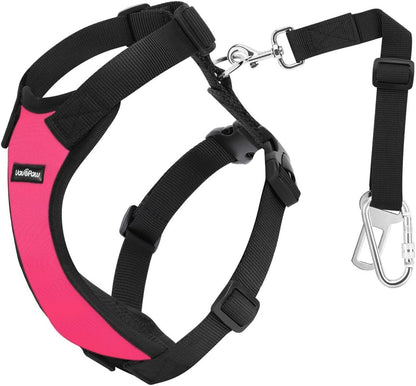 Dog Seat Belt Vest Harness for Car, 2 in 1 Seatbelt Buckle