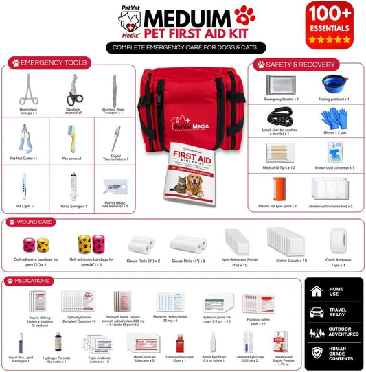 Cat & Dog First Aid Kit with Thermometer & Bandages (Medium)