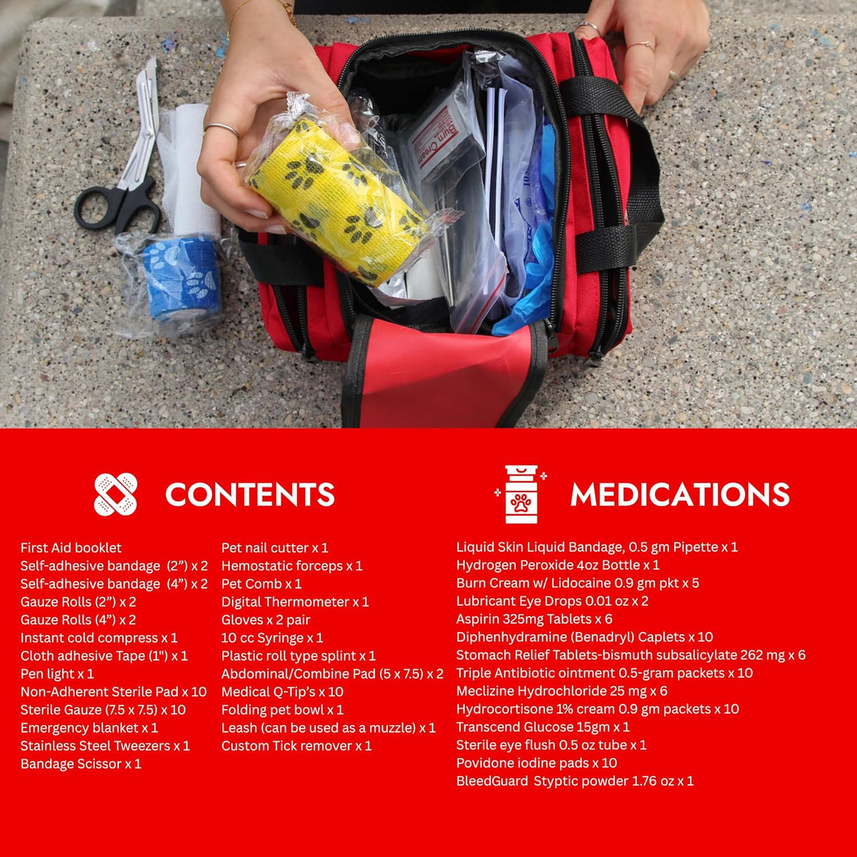Cat & Dog First Aid Kit with Thermometer & Bandages (Medium)